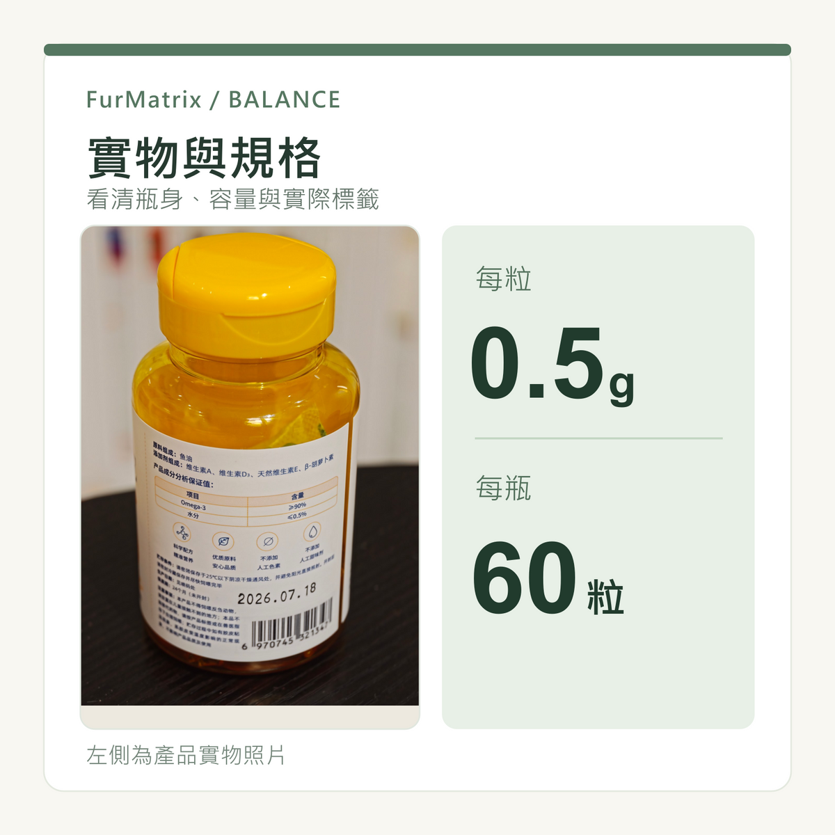 FurMatrix 魚油 0.5克每粒 60粒每瓶
